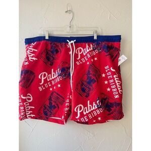 Pabst Blue Ribbon Beer Men's Americana Swim Trunks Swim Suit Size XXL